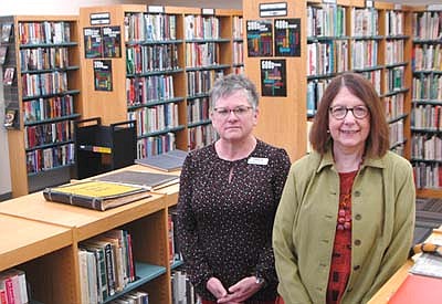 Debbie Lofgren, left, an associate librarian who has worked at the Stewartville Public Library for 33 years and seven months, and Pat Johnson, library director for almost 27 years, are retiring from their positions. Both are grateful for the relationship they have developed over the years. "The time I have worked with Pat Johnson has flown by due to the fact that she has always encouraged me to pursue new things," Lofgren said. "I have enjoyed our time together, and I will miss that."&#8200;Johnson paid tribute to Lofgren as well, saying, "Debbie Lofgren has been such a great worker and supporter of the library. She has been so supportive of me, and I will really miss her."