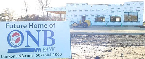 Reliable Contractors continues its work to build the Stewartville branch of ONB Bank. The new, permanent building is located near the intersection of 20th Street and First Avenue across from Stewartville Family Dentistry. Bank officials have said they hope the structure will be finished by the end of the year. Brad Becker, president and CEO of ONB Bank, has said he's pleased with the bank's permanent site. "There will be good access, and good visibility,"&#8200;he said.