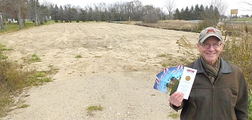 Roger Barsness, quartermaster (treasurer) of the Stewartville Veterans of Foreign Wars Post 8980, stands at the site where the VFW and Stewartville American Legion Post 164 will build a new memorial honoring local and area veterans.