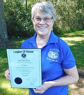 Mary Brouillard, the only charter member of the Kiwanis Club still part of the group, was honored for her contributions.