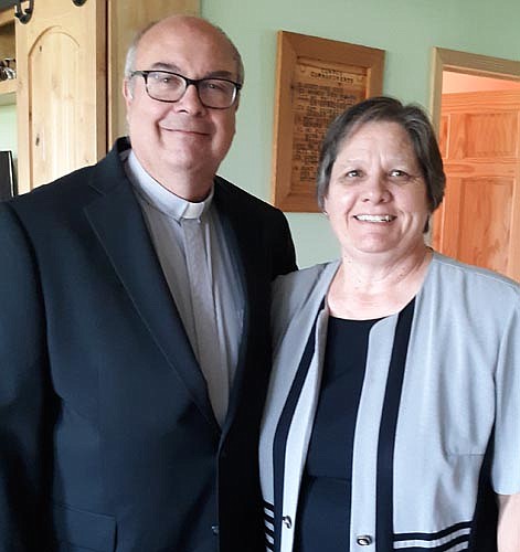 Rob Miller, ordained a deacon in the Diocese of Winona-Rochester on Sunday, Aug. 23, poses with his wife, Patty. Miller thanked Patty for her support as he worked to become a deacon. "A real emphasis was on having the wives involved," Miller said. "This was not a calling within a vacuum." 