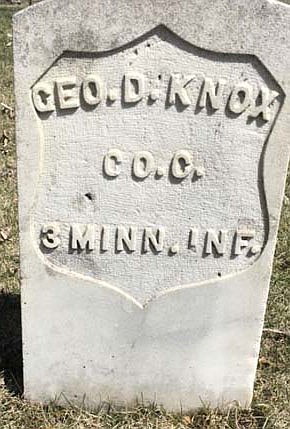 George Dwight Knox, who served in Company C, the 3rd Minnesota Infantry, during the Civil War, was instrumental in bringing a Civil War-era cannon to Stewartville in the late 1890s. Knox is buried in Hamilton Cemetery in Racine. Jill Helget submitted this photo of Knox's gravesite.