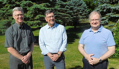 The three retiring pastors named grand marshals of the Stewartville Area Chamber of Commerce's 2021 Summerfest Parade include, from left, Byron Meline, pastor of Zion Lutheran Church for 12 years; Dr. John Grams, pastor of Grace Evangelical Free Church for 26 years; and Lyle Fritsch, pastor of St. John's Lutheran Church for 20 years.