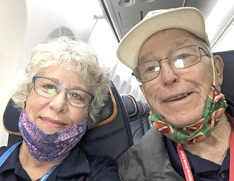 Carol Youdas, left, and Russ Hayes took the Freedom Honor Flight from La Crosse, Wis. to Washington D.C. Youdas was Hayes' guardian.