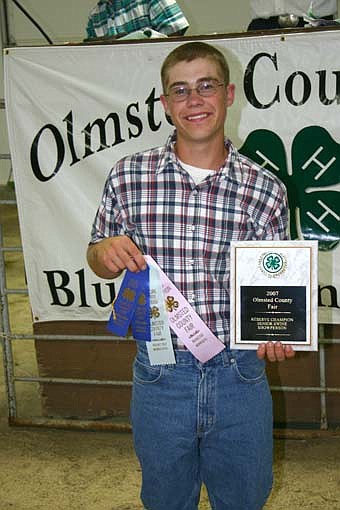 Jason Welter of  the High Forest Chippewa Champions 4-H Club, reserve champion senior showperson for swine. 