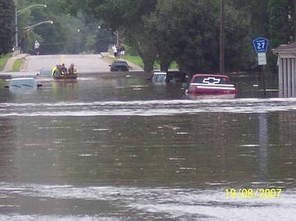 Many cars were submerged in Rushford, MN after the area received over 11" of rain. 