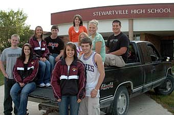 The '07 Stewartville High School Homecoming Court members are pictured from left, John Himmer, Erin Ness, Jackie Degeus, Jake Flynn, Vanessa Lawrenz, Ashley Titus, Joe Dahl, Jake Olson, Wendi Irlbeck and Paul Gehling. The dance will take place from 8:30 p.m.-midnight on Saturday, Sept. 29 in the SHS gym.  