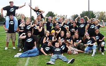The SHS juniors pose after a narrow 6-0 loss to the seniors at the annual Homecoming Powder Puff game.  