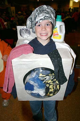 CLEAN FOR HALLOWEEN -- Joey Thompson, 9, of Stewartville, a fourth-grader at Central Intermediate School, dressed as a washing machine at the Halloween party at the Stewartville American Legion Post 164 last Wednesday, Oct. 31. 