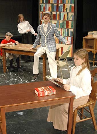TROUBLE IN RIVER CITY -- A cast of 54 students will present "The Music Man," the popular classic, at the Stewartville High School Performing Arts Center this Thursday, Friday and Saturday, Nov. 15, 16 and 17 at 7:30  p.m. each evening. Here, Sara Zent, cast in the lead role as Marian Paroo, sings as Noah Nelsen-Gross, as Professor Harold Hill, listens in the background. 