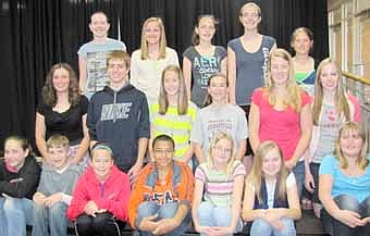 Stewartville Middle School students who earned a 4.0 grade point average on a 4.0 scale for the third quarter of the 2011-12 school year include, front row, from left, Lori Bailey, Shawn Husgen, Amy Lofgren, Kenneth Riley, Hailey Scheevel, Jennifer Stageberg and Emma Welch. Second row, from left, Tara Rogers, Zachary Rupprecht, Mariah Terhaar, Amelia Welter, Jenna Willenborg and Kara O'Byrne. Back row, from left, Haley Ahart, Kyra Boland, Heather Husgen, Melanie Lex and Alexandra Reiland. Paige Pettit, another 4.0 student, is not pictured.  
