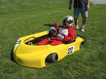Nate Zahradnik is pictured with his go-kart just before taking off for his next race on June 9 in Hayfield.    