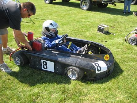 Ben Zahradnik is shown above with his go-kart just prior to beginning his race on June 9 in Hayfield.     