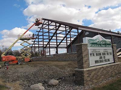 Bobby Carr and Dan Mlenar of Smidt Company of Racine continued to make progress on a new 3,400 square-foot addition to Grace Evangelical Free Church last week. Carr is the superintendent for the project. Gary Kadansky, a deacon at Grace, has said that the addition addresses the church's continuing growth. "The new space gives Grace more flexibility in addressing growth in a few of our programs to kids, including our middle school and high school ministries and our AWANA&#8200;program,"&#8200;Kadansky said. The new addition, which will cost an estimated $350,000, is expected to be completed by the end of December.   