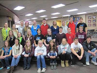 Stewartville High School students who earned a 4.0 grade point average on a 4.0 scale for the first quarter on the 2012-13 school year include, front row, from left, Mariah Terhaar, Whitney Lloyd, Abigail Sistad, Brooke Bosshart, Meghan Schmitz, Paige Tapp, Nate Muller and Will Gisler. Second row, from left, Jenna Willenborg, Amelia Welter, Jessica Rosenblad, Anne Weston, Brooke Hilger, Nathan Abbott, Jared Trisko and Zach Rupprecht. Back row, from left, Heather Husgen, Ally Reiland, Kayla Schlechtinger, Diana Humble, Haley Ahart, Sam Edge, Gabrielle Steinhoff, Madeline Grimm, Jon Beach and Jamie Gehling. Students who earned a 4.0 grade point average who are missing from the photo include Abigail Bardwell, Elizabeth Bardwell, Lydia Bardwell, Gloria Mueller, Nicole Stanley, Madisen Hart, Olivia Oehlke, Katie Paschal, Slava Raygor and Karissa Kime.    
