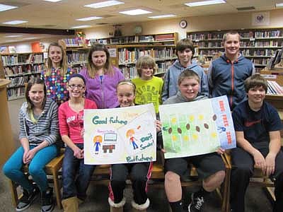 Stewartville Middle School sixth graders who were named winners in the DARE (Drug Abuse Resistance Education) Poster contest include, front row, from left, Emma Probach, Sydney Clausen, Marie Rindahl, Parker Grotjohn and Nathan Johnson. Back row, from left, Autumn Feine, Isabella Gilk, Logan Faulhaber, Wyatt Bernard and Shane Byrne. Hunter Oviatt and Sam Gerber, two other contest winners, were unavailable when the photo was taken.     