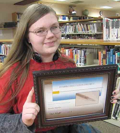  Jasmin Hamlin, a sophomore at Stewartville High School earned awards in the ZED Creative Writing Contest. 