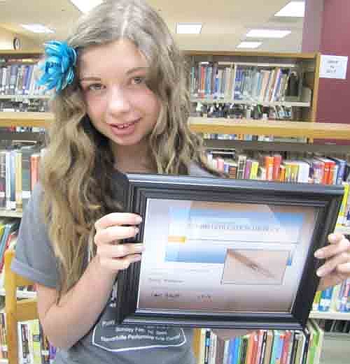Emily Majerus, an eighth grader at Stewartville Middle School, earned awards in the ZED Creative Writing Contest. 