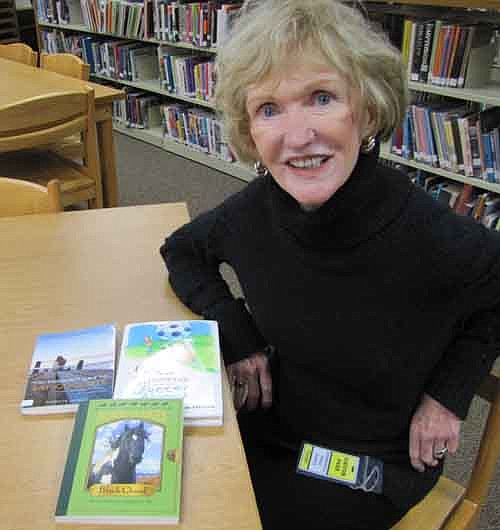 Patricia Hermes, a popular children's author, spoke to Stewartville students about her craft in mid-March. She said she gets ideas for her books from her visits to schools. "I come into schools like this, and I spy on you," she told Stewartville's sixth graders.