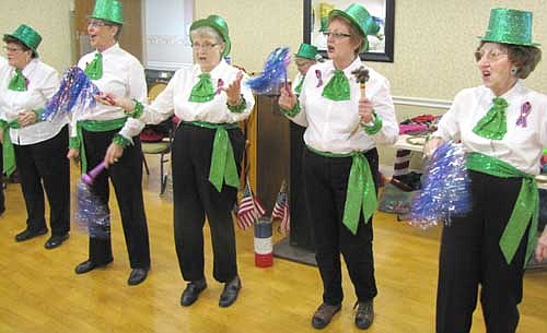 The Rochester Senior Citizens Kitchen Band played and sang many happy tunes to a large and appreciative audience at the Stewartville Care Center on Tuesday, March 19. Selections included "My Wild Irish Rose," "When Irish Eyes are Smiling," April Showers," You are My Sunshine" and many more.