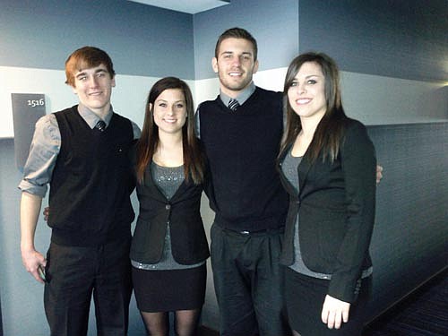 Stewartville's presentation management team headed to the national competition includes, from left, Justin Thompson, Melanie Bussan, Matt Aldrich and Stephanie Bussan.