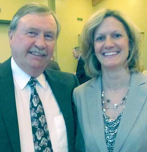 Annette Fritz, the featured speaker at the Stewartville Area Foundation Dinner, with Chuck Murphy, a member of the Foundation's publicity committee.