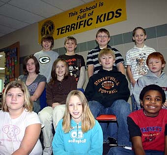 JUST TERRIFIC -- The Stewartville Kiwanis Club sponsors a Terrific Kids program to recognize Stewartville Middle School sixth-graders for making good citizenship decisions at school. "Terrific" is an acronym for thoughtful, enthusiastic, respectful, responsible, influential, friendly, impeccable and caring. Terrific Kids for the weeks of Nov. 5-8 and Nov. 12-16 include, front row, from left,  Julia Lee, Erin Paulson and Miles Miller. Second row, from left, Beth Westfall, Jessica Twohey, Alex Sperber and Zac Drees.  Back row, from left, Josh Nordine, Brandon Tjepkes, Jaqsen Meyer and Casey Swanton. Not pictured Jacob Goeldi. 