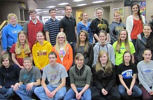 Stewartville High School students who earned a 4.0 grade point average on a 4.0 scale for the third quarter of the 2012-13 school year include, front row, from left, Angela Schams, Derrick Fritz, Jared Trisko, Gabrielle Steinhoff, Abby Sistad, Amelia Welter and Heather Husgen. Second row, from left, Jenna Willenborg, Haley Ahart, Brooke Bosshart, Meghan Schmitz, Mariah Terhaar, Kyra Boland and Hannah Tapp. Back row, from left, Rabecca Bredesen, Sam Edge, Nathan Abbott, Paul Trisko, Lauren Mikel, Kayla Schlechtinger, Madie Hart and Whitney Lloyd. Sean Engel, another student who earned a 4.0 grade point average, wasn't available when the photo was taken.