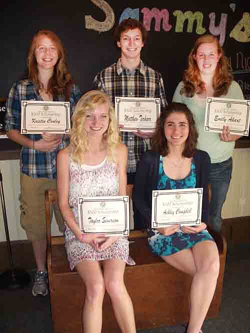 Five members of the Stewartville High School class of 2013 have each earned $300 college scholarships from the Stewartville Kiwanis Club. Recipients include, front row, from left, Taylor Severson and Ashley Campbell. Back row, from left, Kristin Conley, Matthew Terhaar and Emily Ahart.