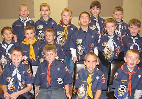 Stewartville's Cub Scouts sold a total of $40,120 worth of popcorn in a recent fund-raising sale. Ten percent of that amount, or a little more than $4,000, will pay for pack activities. Sales leaders included, front row, from left, Jake Halferty, William Kitzmann, Leland Jeardeau and Jacob Eden. Second row, from left, Parker Klaahsen, Madden Ackman, Tristan Knight, Brandon McCrady, Ian Reese and Braeden Hoult. Back row, from left, Jackson Struhar, Zack Spitzer, David Watters, Zach Boelman and Alex Colligan.