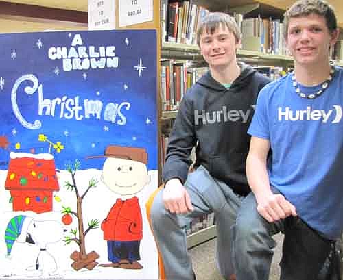 Colton Mason, left, and Kurtis Keller earned first place in the Winterfest life-sized Christmas card contest.