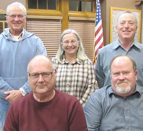 The Stewartville City Council received new committee assignments at its first regular meeting of the year last week. Members include, front row, from left, Gary Stensrud and Roger Hanson. Back row, from left, Jerry Burgr, Wendy Timm and Mayor Jimmie-John King.