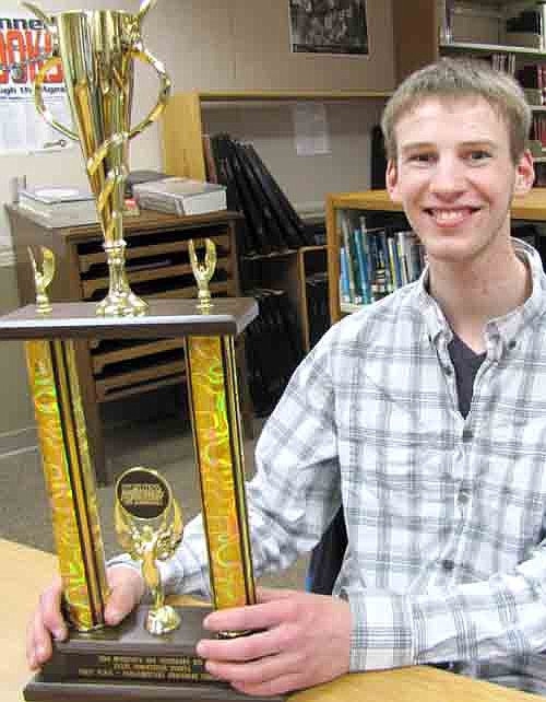  Jon Beach earned a first-place trophy in parliamentary procedure concepts at the BPA State Spring Leadership Conference.