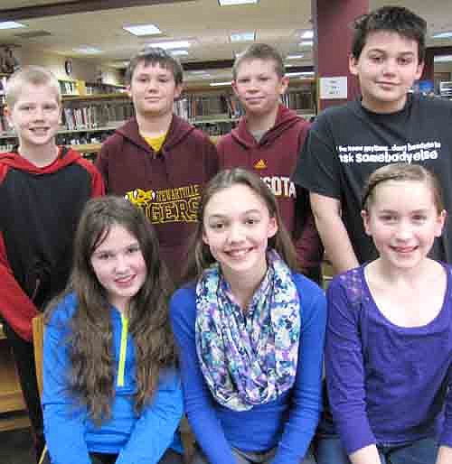 Members of Stewartville's fourth-place team at the Math Masters competition in Rochester include sixth graders, front row, from left, Anna Buckmeier and Maya Ramp. Back row, Emily Kruger, Haylee Weightman and Grace Waltman.