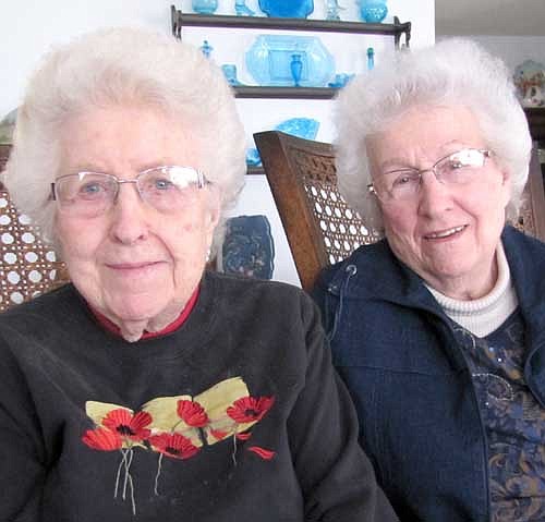 Alvena Glynn, left, will turn 100 and Beulah Ankeny will be 95 this Easter Sunday, April 20. The sisters will be the guests of honor at a party at Grand Meadow Lutheran Church from 2 p.m. to 4:30 p.m