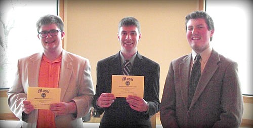 Best-in-site award-winning soloists for the Stewartville High School Band for 2013-14 include, from left, Sam Edge, bass clarinet; Nathan Abbott, alto sax; and Nathan Lange, tuba.