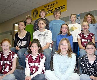The Stewartville Kiwanis Club sponsors a Terrific Kids program to recognize Stewartville Middle School sixth-graders for making good citizenship decisions at school. "Terrific" is an acronym for thoughtful, enthusiastic, respectful, responsible, influential, friendly, impeccable and caring. Terrific Kids for the weeks of Nov. 26-30, Dec. 3-7 and Dec. 10-14 include, front row, from left, Kyleigh Reinartz, Emma Hale, Rochelle Tagatz and Allisa Deetz. Second row, from left, Kenna Wait, Jordan Lemanski, Karina Baltes and Jessica Rosenblad. Back row, from left, Andrew Tohm, Noah Probach, Clayton Vrieze, Justin Zabinski and Shelby Cox. Jessica Larson and Jerrianna Hansen, two other Terrific Kids, were missing when the photo was taken. 