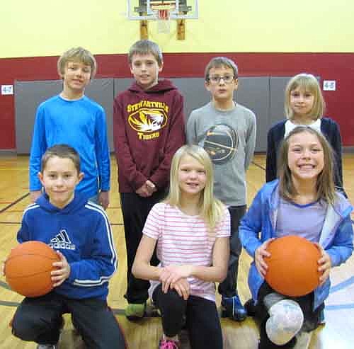 Winners of the Elks Hoop Shoot at Central Intermediate School include, front row, from left, Caden Inglett, second place, boys ages 10-12; Katie Bennerotte, second place, girls ages 10-12; and Savannah Hedin, second place, girls ages 8-9. Back row, from left, Owen Sikkink, first place, boys 8-9; Mason Sickle, first place, boys 10-12 (Mason was the school's top shooter, making 19 of 25 free throws); Tristan Knight, second place, boys 8-9; and Katrina McCluskey, first place, girls 8-9. Brianna Ramaker, first place in girls 10-12, is not pictured. The winners qualified for the next round of competition at RCTC in Rochester on Sunday, Jan. 4.