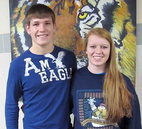 Jamie Gehling, left, and Madisen Hart, seniors at Stewartville High School, have earned the Triple "A"&#8200;Academics, Arts and Athletics Award at SHS for the 2014-15 school year.