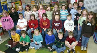 GENEROSITY -- Some of the many Bonner first-graders who contributed to a fund-raiser for a South African intermediate school include, front row, from left, Carter Jannsen, Nathan Johnson, Taylor Smith, Laura Pedelty, Lane Vaupel and Thomas Derr. Seated, from left, Caleb Milburn, Emily Schlechtinger, Justin Schlechtinger, Jacob Twohey and Justin Beach. Standing, from left,  Chrystal Mullenbach, Kailyn Manthei, Kaylee Smidt, Paige Lehman, Olivia Boe, Cecilia Griffin, Megan Giordano, Madison Rediske, Audrey Miller, Joshua Howard,  Hunter Voigt, Tyler Schandorff, Andrew Beecher, Adriahna Hatz and Morgan Holtan. 