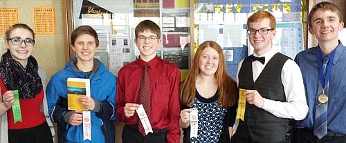 The Stewartville High School Speech Team placed sixth out of 16 teams at the recent Kasson Invitational. Team members, the speeches they gave and their placings include, from left, Melanie Lex, sixth place, informative speaking; Brenndan Walton, fourth place, extemporaneous reading; Derrick Fritz, fourth place, storytelling; Julia Lanzel, fourth place informative speaking; Graham Mueller, fifth place, discussion; and Chase Quandt, first place, discussion. Dave Honsey is the team's coach.