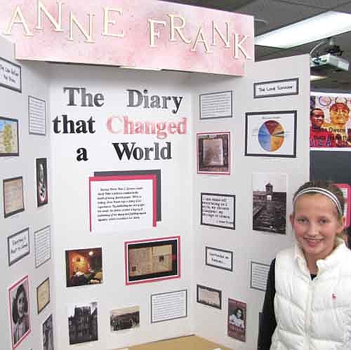 Sarah Oeltjenbruns, above, teamed with Hailey Lewis, not pictured, to complete their project, "Anne Frank, the Diary that Changed a World." "Anne Frank's diary is her legacy," Sarah said.