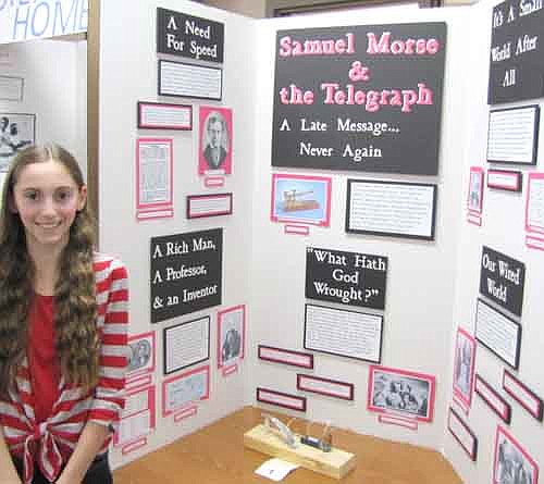 Alyssa Jones researched the life of Samuel Morse, who invented the telegraph. Morse was a unique inventor, Alyssa said. "He did things in a different way than most people would do stuff," she said.