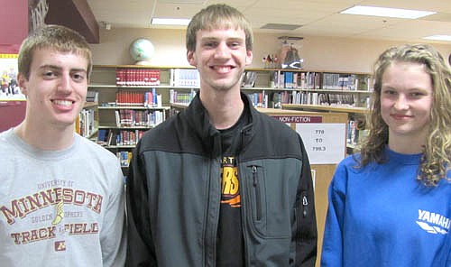 Stewartville High School students who will compete at the BPA National Conference in Anaheim, Calif. include, from left, Zach Rupprecht, Jon Beach and Kayla Schlechtinger.