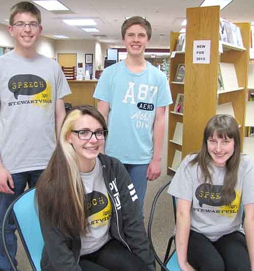 Students who competed at the 2015 Minnesota State Speech Tournament last week include, front row, from left, Melanie Lex and Calli McCartan. Back row, from left, Derrick Fritz and Brenndan Walton.