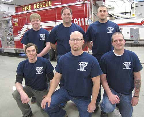 The new firefighters for the Stewartville Fire Department include, front row, from left, Dan Swanson, Brandon Berg and Nate Petrich. Back row, from left, Tom Soland, Mike Brown and Sean Cloutier. Brandon Dohlman, another new firefighter, is not pictured.