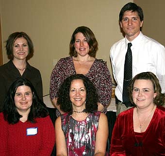 A NEW BOARD -- The Stewartville Area Chamber of Commerce Board of Directors for 2008 includes, front row, from left, Stacy Savoy, first vice president; Jodi Beck, administrator; and Stephanie Fossum, new director. Back row, from left, Chris Dahle, new director; Dr. Stephanie Lillis, president; and Jarett Jones, past president. Board members not pictured include Mark Rusciano, second vice president; along with Jim Kuisle, Morrie Schutz and Mark Podein, carryover directors. 