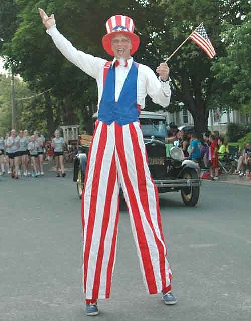 A stilt walker dressed in red, white and blue was a favorite during the Summerfest Parade.