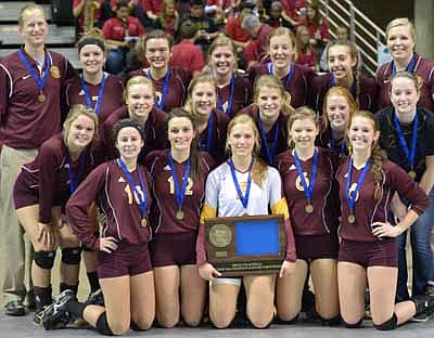 The 2015 Stewartville volleyball team for winning the Co-HVL Conference, West 1AA Subsection and Class AA, Section One championships. GOOD LUCK at STATE! Tiger team member are, kneeling, from left, Kailee Brower, Tara Rogers, Emily Branstad, Laura Eberle, Charlie Bleifus. Middle row, from left, Carissa Smith, Karissa Kime, Angela Patterson, Kaitlyn Augustin, Emily RInken, mngr. Mack VanDeWalker. Back row, from left, Coach Scott Willenborg, Amanda O'Connell, Julianne Waugh, Libby Christenson, Jenna Willenborg, Kaitlyn Prondzinski, Coach Traci Fransen.