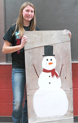 Makayla Morgan, a senior at Stewartville High School, will put her snowman painting up for sale at the Silent Art Auction at SHS this Sunday, Dec. 13 at 4 p.m.